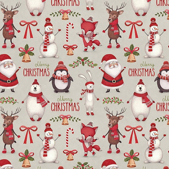 Merry Christmas Fabric by the Yard, Red Santa Claus Christmas Material,  Decorative Home Decor Furnishing Upholstery Fabric, Cute Xmas Fabric -   Denmark