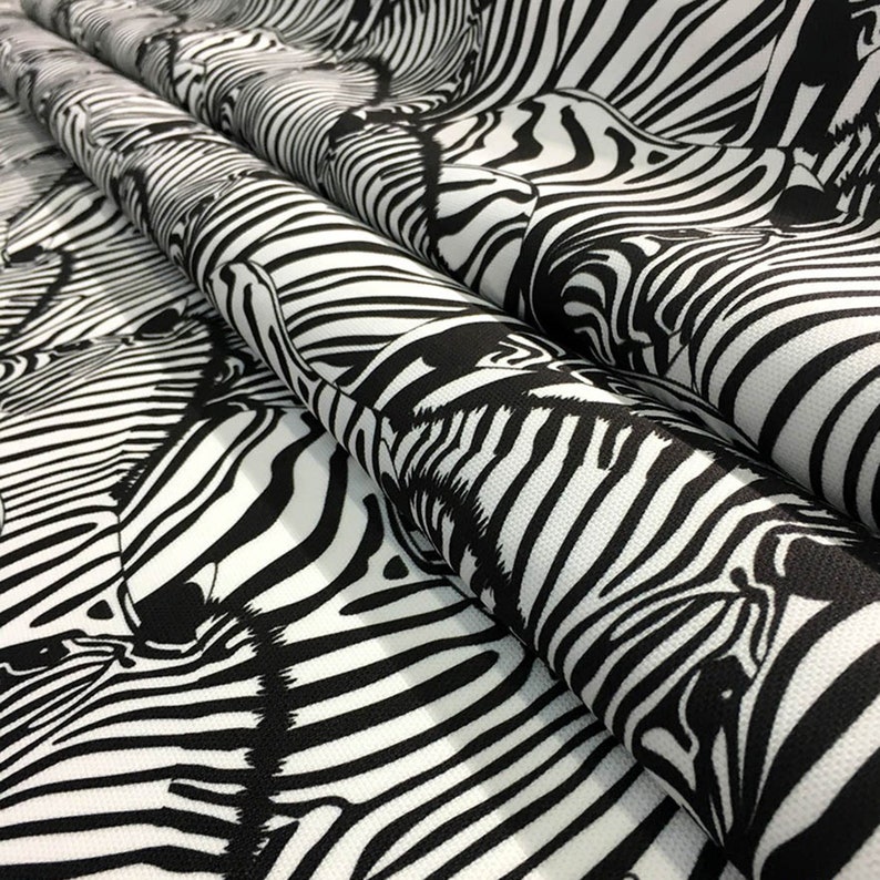 Zebra Print Fabric by the Yard Black and White Zebra Herd Etsy New