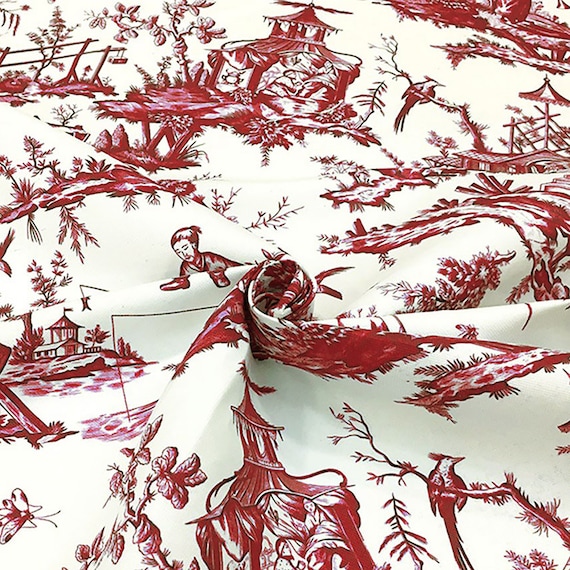 Maroon French Toile de Jouy Fabric - Fabric for Home Decor, Curtain Pillow  Tablecloth, Sofa, Seat, Bench Chair Upholstery Fabric by The Yard