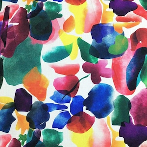 Watercolor Abstract Floral Fabric Colorful Boho Abstract Flowers Print Home Decor Curtain Furniture Chair Sofa Upholstery Fabric by the Yard