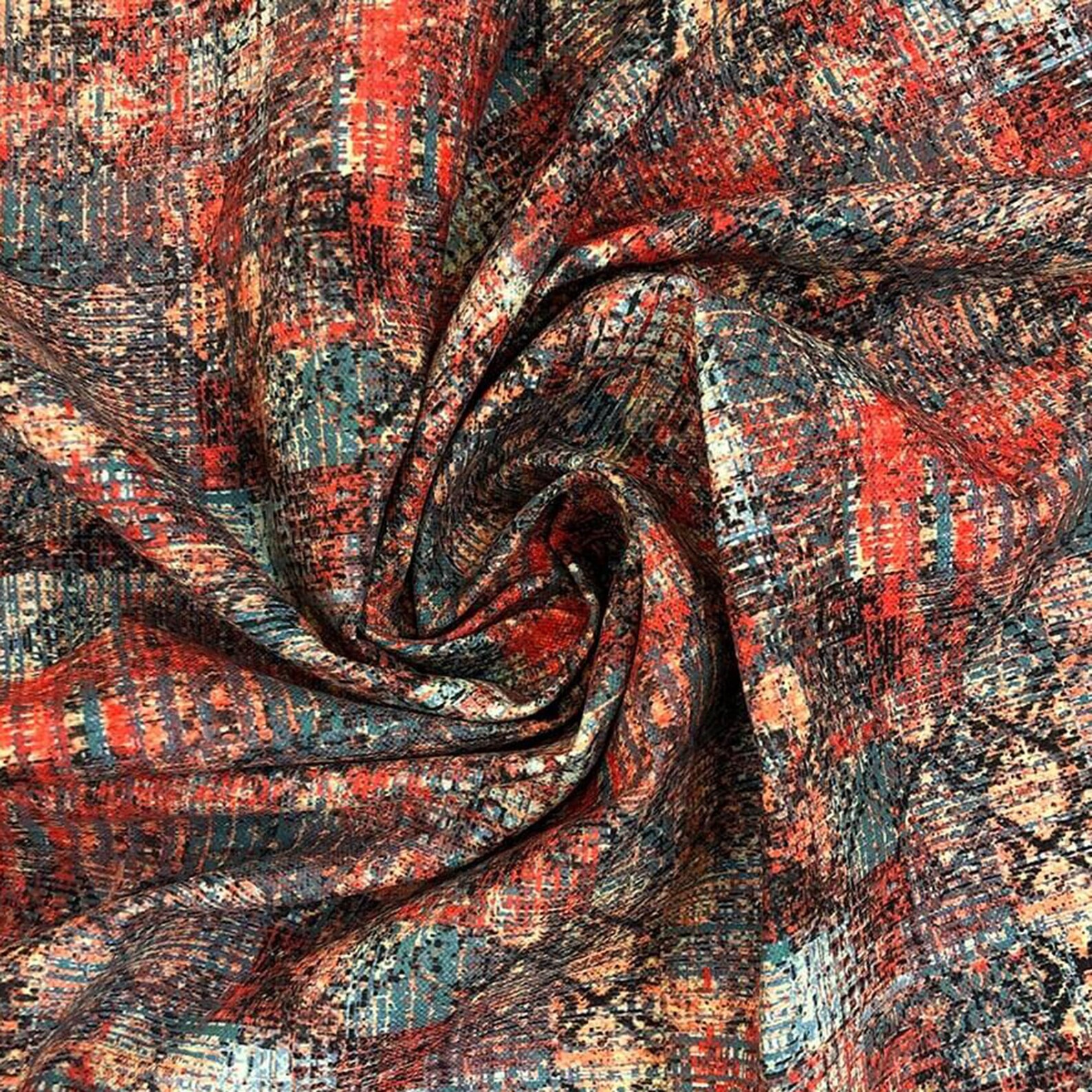 Vintage Look Kilim Pattern Fabric by the Yard Red Beige Blue Etsy