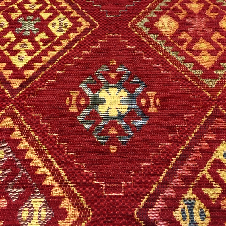 Kilim Upholstery Fabric by the Yard Turkish Boho Tribal Aztec Etsy