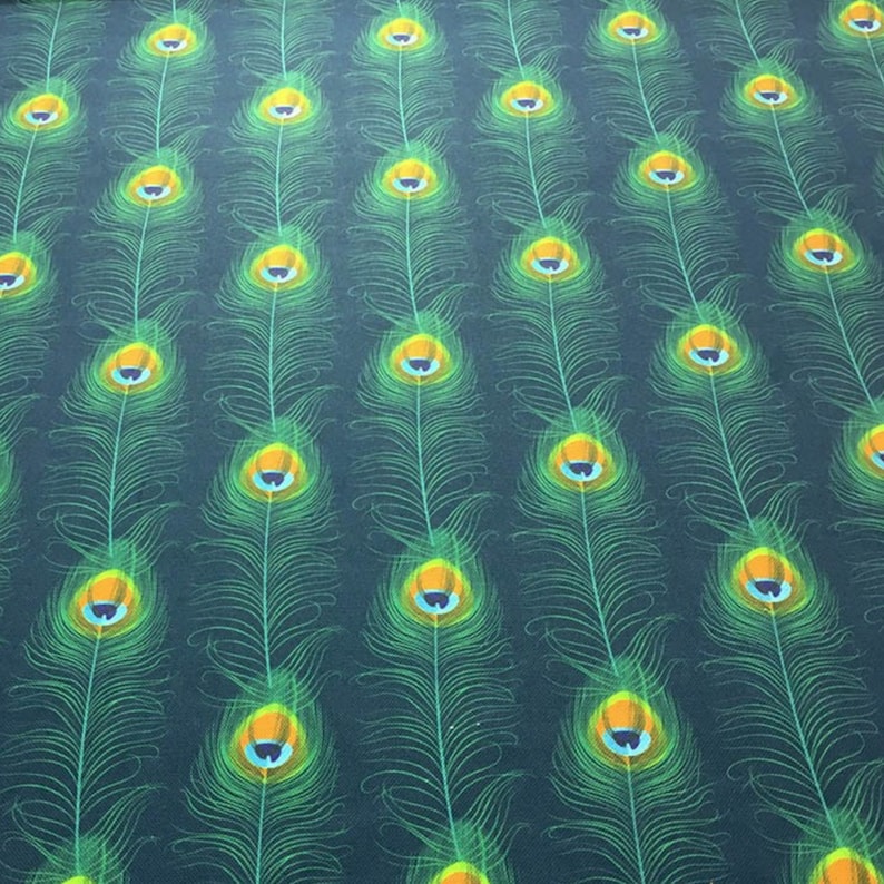 Peacock Upholstery Fabric by the Yard Green Exotic Bird Etsy