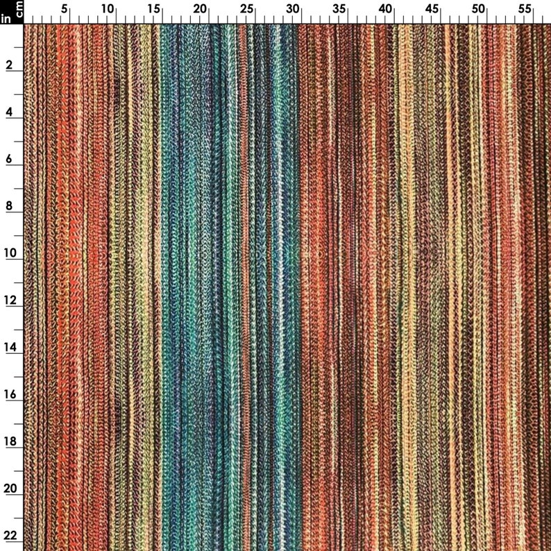 Bohemian Striped Fabric by the Yard Boho Orange Blue Brown Etsy