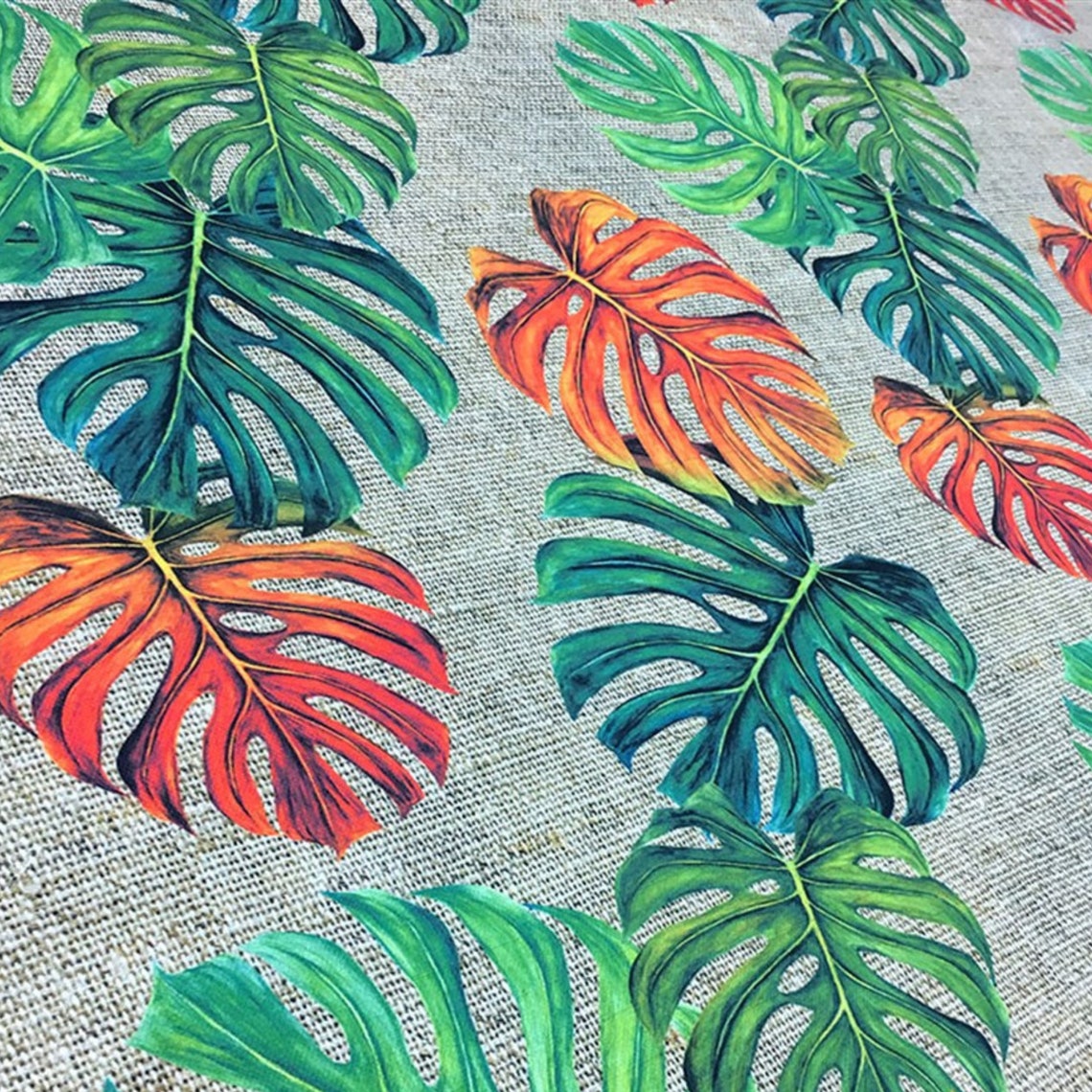 Tropical Upholstery Fabric by the Yard Monstera Leaves on Etsy