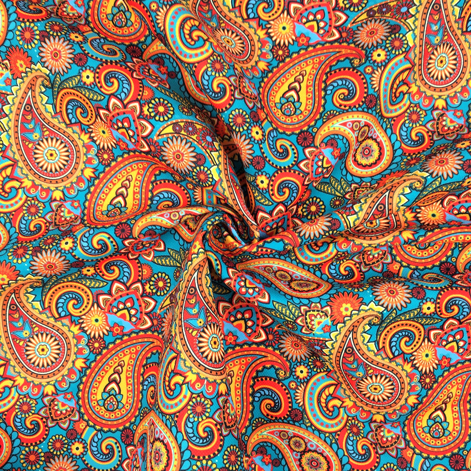 Retro Paisley Print Bohemian Upholstery Fabric Colorful Bag Etsy