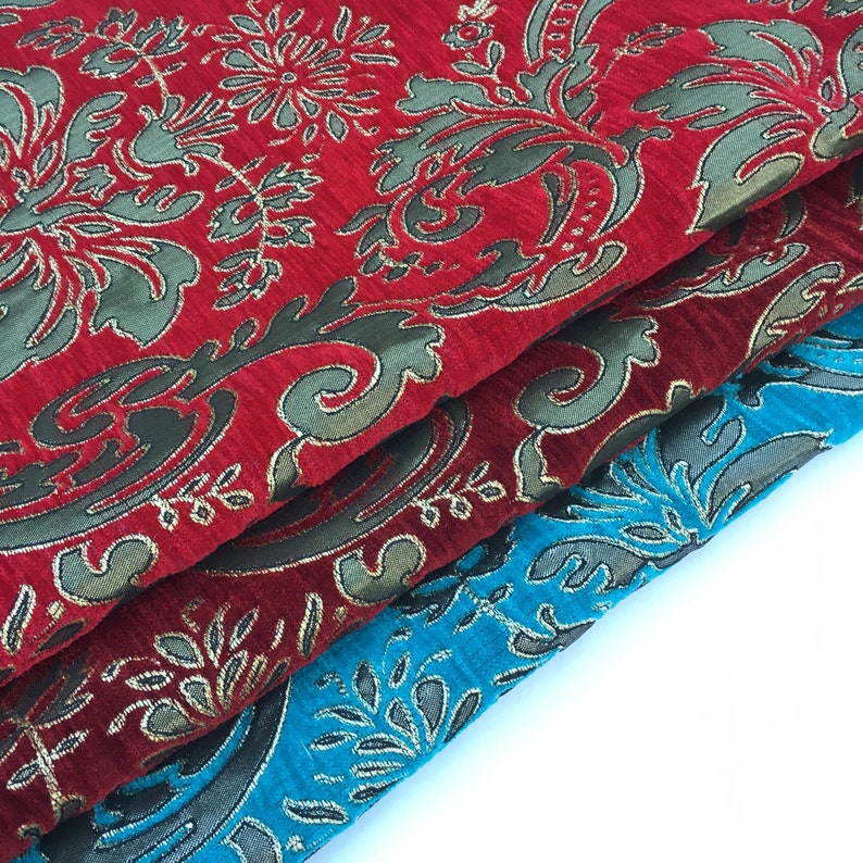 Brocade Damask Upholstery Fabrics Shiny Baroque Victorian Etsy
