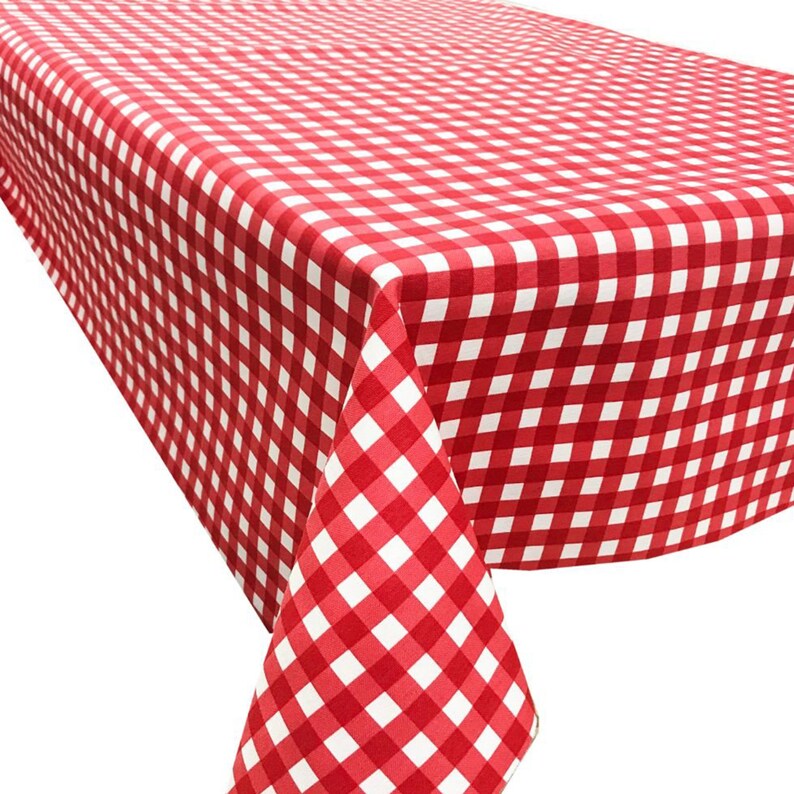 Red Gingham Check Fabric by the Yard Waterproof Cotton Canvas Etsy