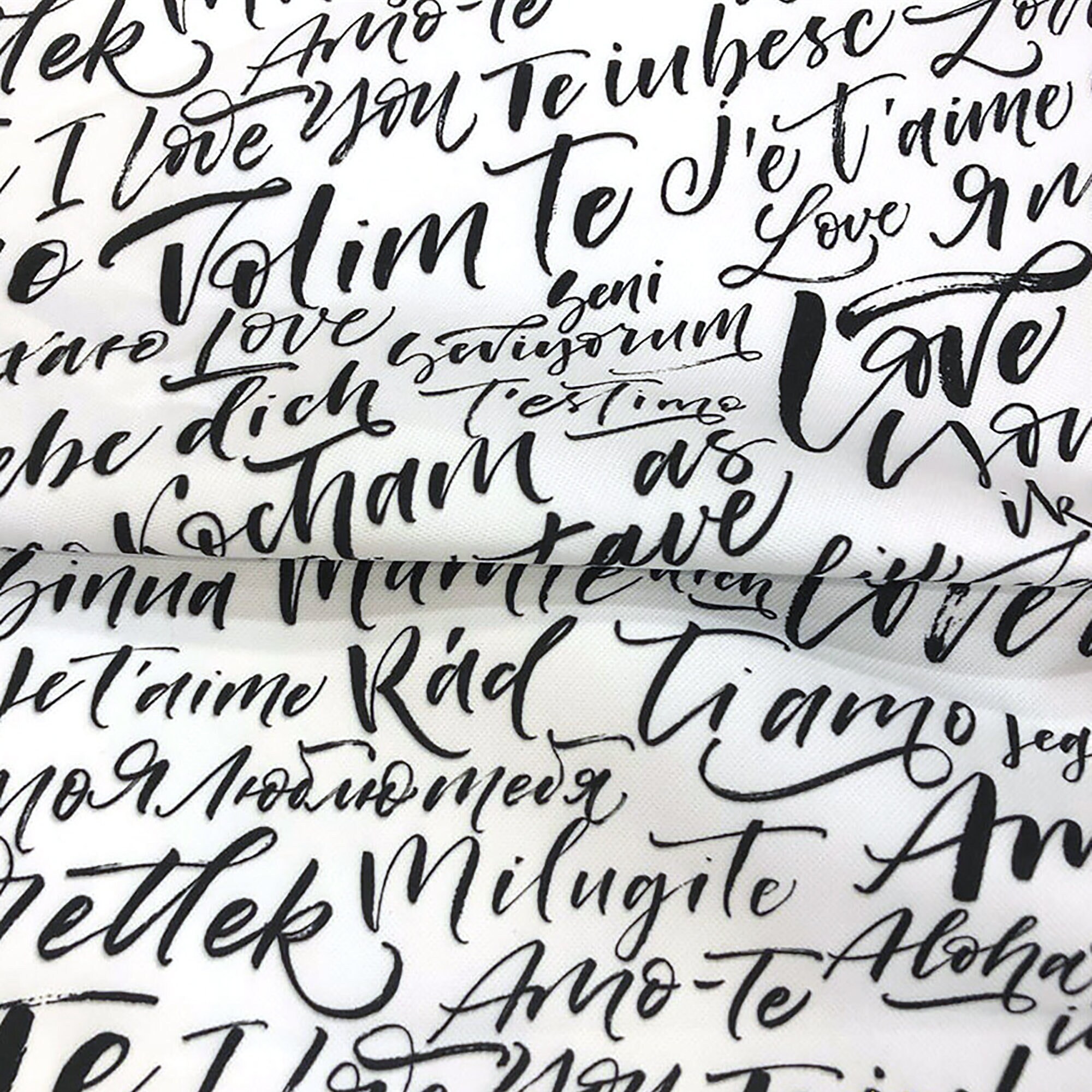 I Love You Valentine S Day Fabric Black And White Romantic Etsy 日本