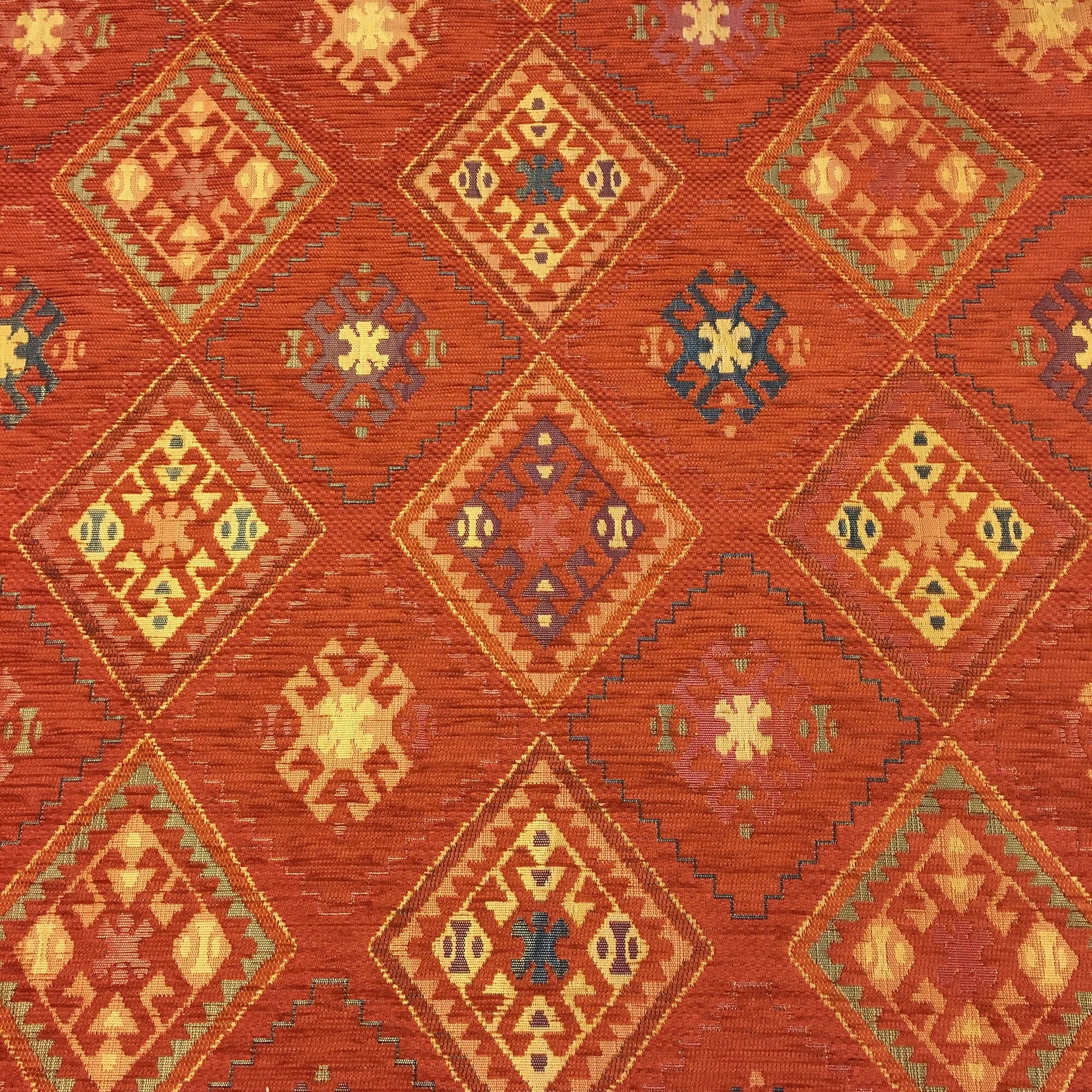Burnt Orange Kilim Upholstery Fabric Turkish Boho Bohemian Etsy