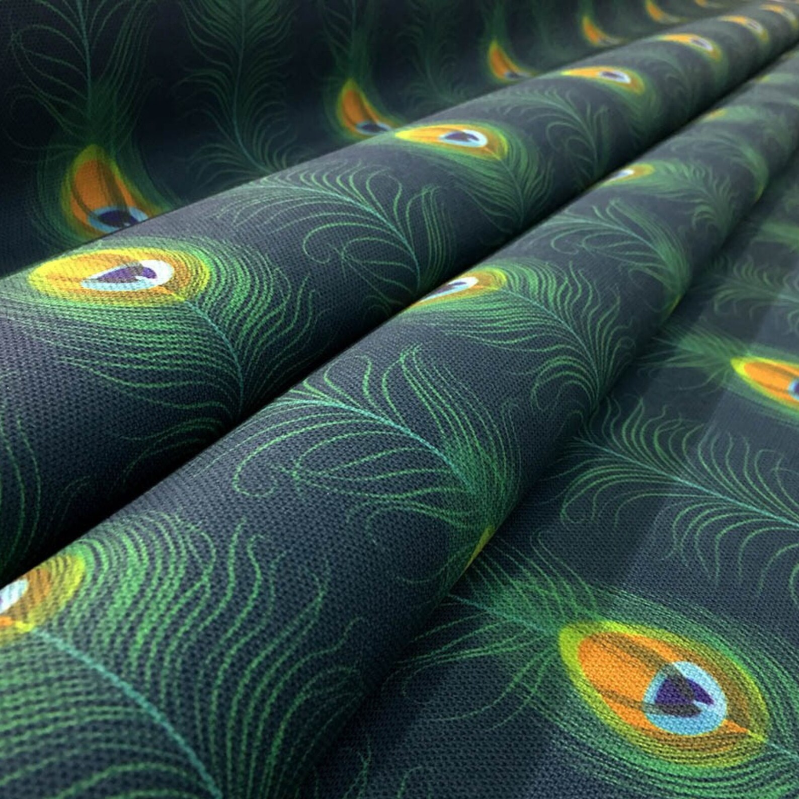 Peacock Upholstery Fabric by the Yard Green Exotic Bird Etsy