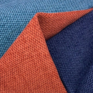Textured Chenille Upholstery Fabric Woven Orange Turquoise Indigo Blue Home Decor Headboard Furniture Chair Sofa Fabric by the Yard