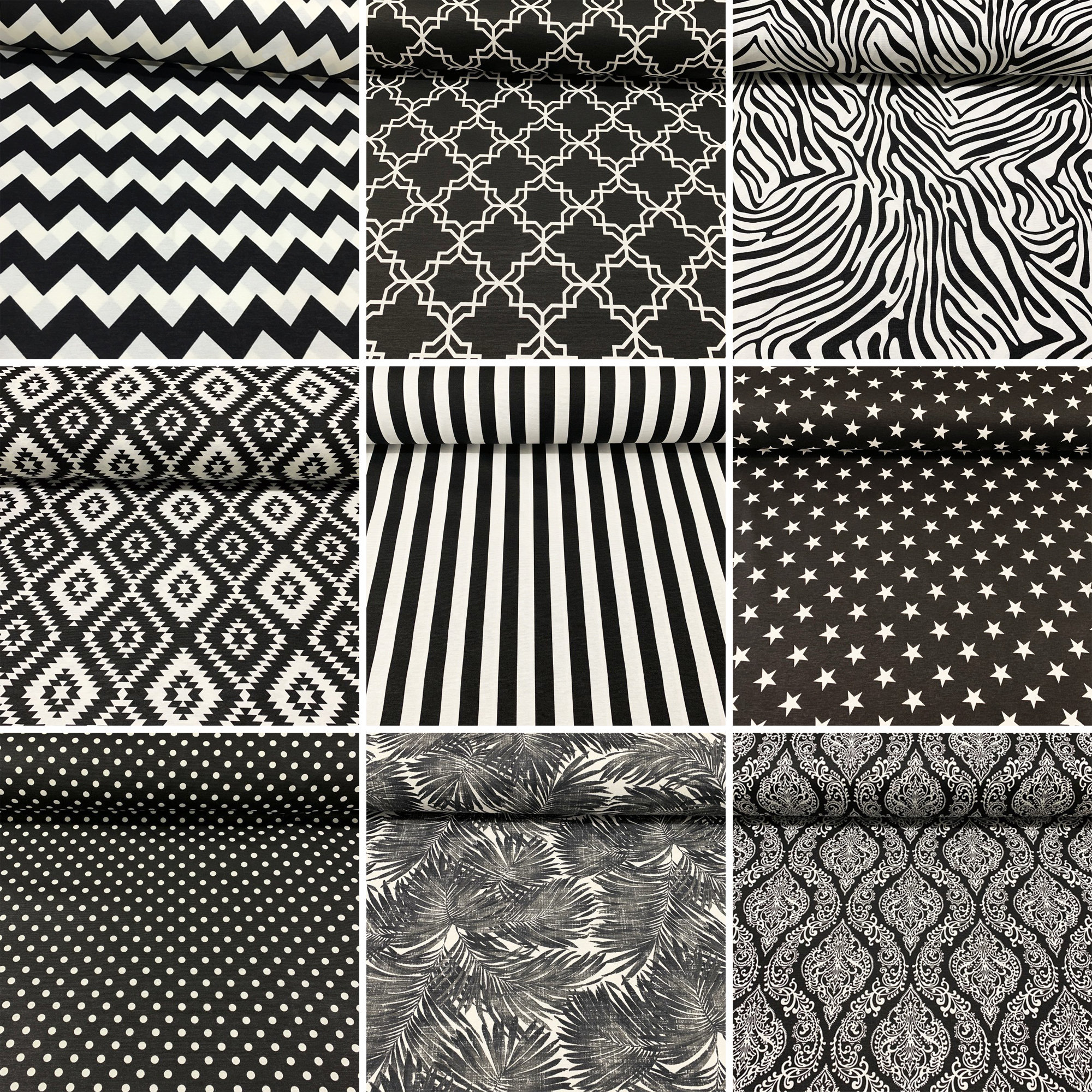 Black and White Canvas Fabrics Water Repellent Cotton Outdoor Etsy