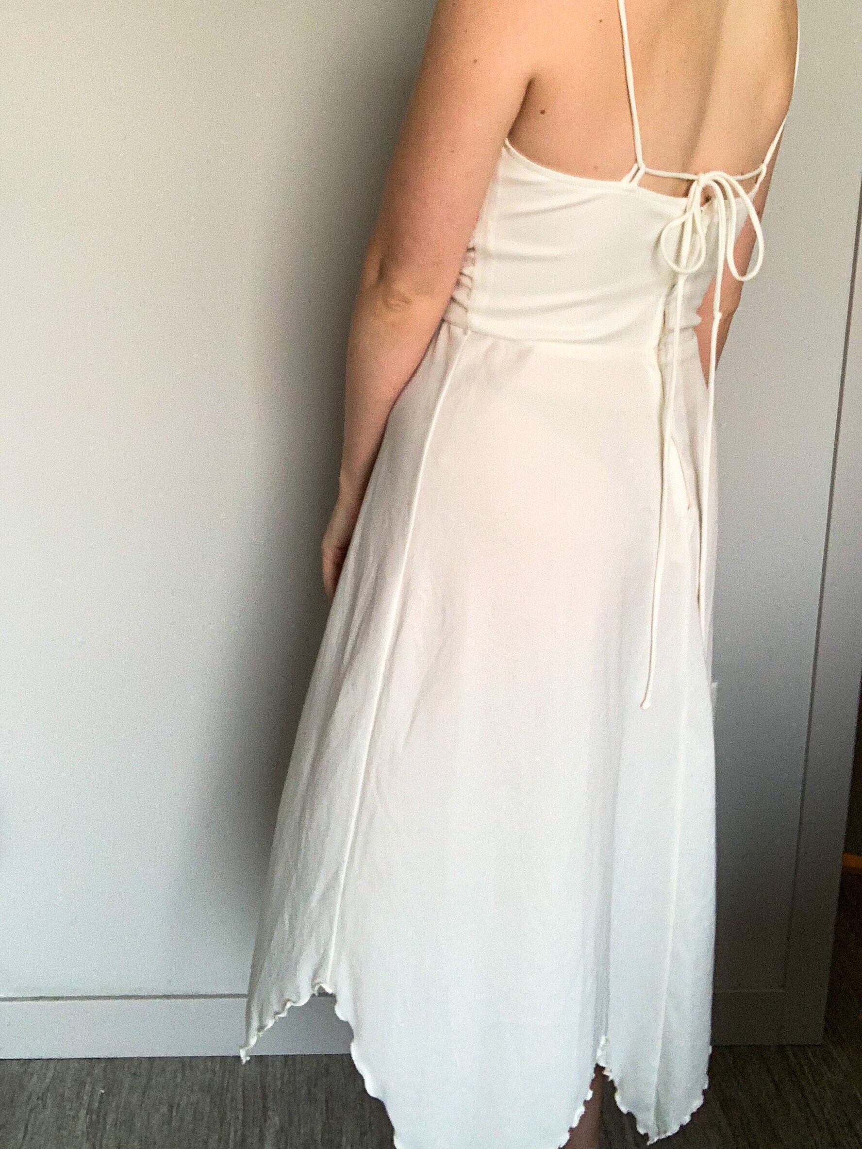 Vintage White 70's Dress L