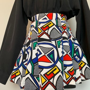 90s Modern Skirt | Abstract Print Vintage Miniskirt