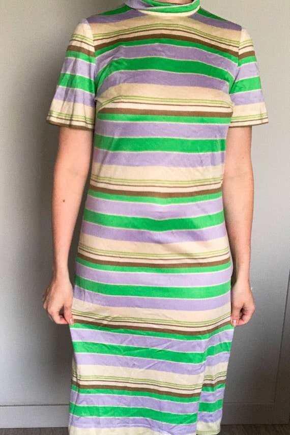 1960s striped dress | 60s mod dress - image 2