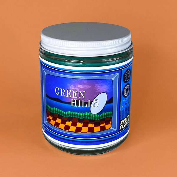 Green Hills︱Sonic the Hedgehog-Inspired Sweetgrass & Wildflowers Scented Candle/Wax Melt︱Video Game Candle︱Fandom Candle︱Retro Flame Co