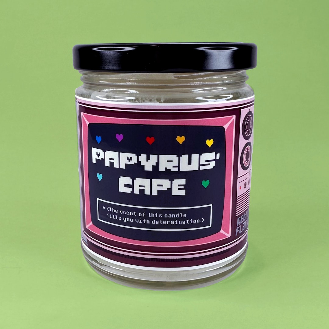 Papyrus' Cape︱Undertale-Inspired Herbs Olive Oil & White Musk Scented Candle / Wax Melts︱Video Game Candle︱Fandom Candle︱Retro Flame Co