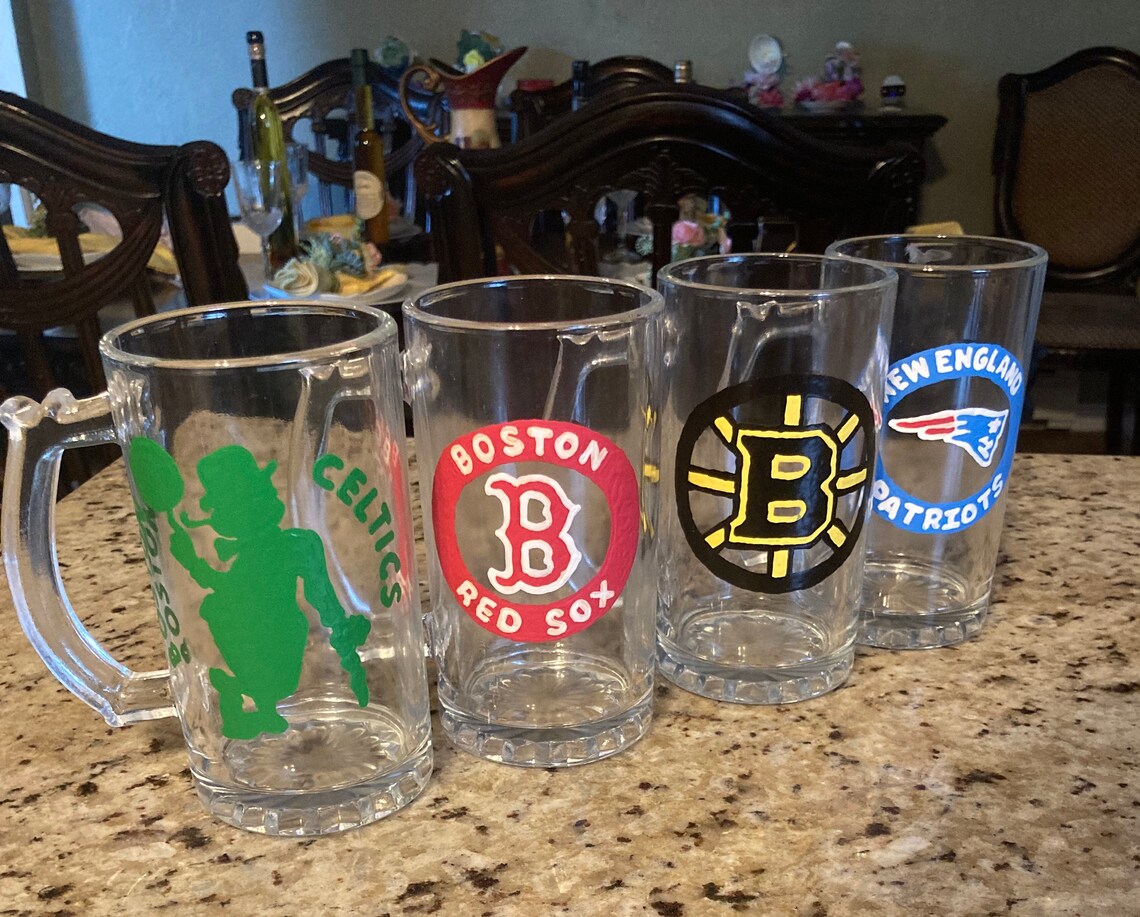 Boston Sports Teams Hand Painted Glass Etsy