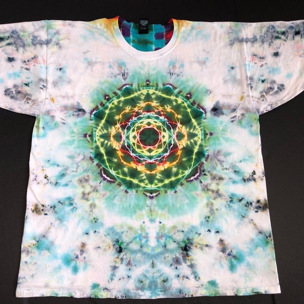 2XL Mandala With Spine Tie dye t-shirt, colorful rainbow design tie dye, soft XXL cotton t shirt, boho hippie festival tee