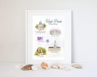 High Point University Watercolor Print