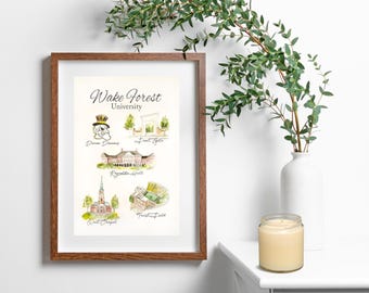 Wake Forest University Print Watercolor print
