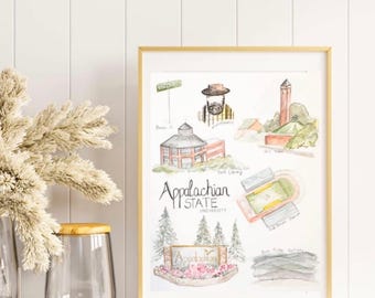 Appalachian State University Watercolor Print