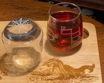 Nautical Shot Glass / Tasting Glass Plimsoll Marks Load Lines, Compass Rose, and Engine Order Telegraph designs