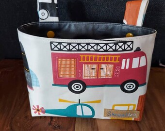 Laufradtasche- Fahrradtasche-Lenkertasche-Kinderkorb-Rollertasche-beschichtete Baumwolle * Feuerwehr-Hubschrauber