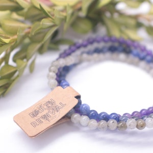 Anxiety, Stress Relief Genuine Crystal Gemstone Bracelet Set Sodalite Labradorite Amethyst Crystal Jewelry, Energy Healing, Valentines Gift