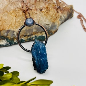 Handmade raw kyanite gemstone necklace