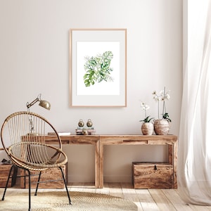 Greenery art print, Watercolor plant artwork, Botanical art, Tropical wall art, Watercolor Tropical Leaves Art, Art print