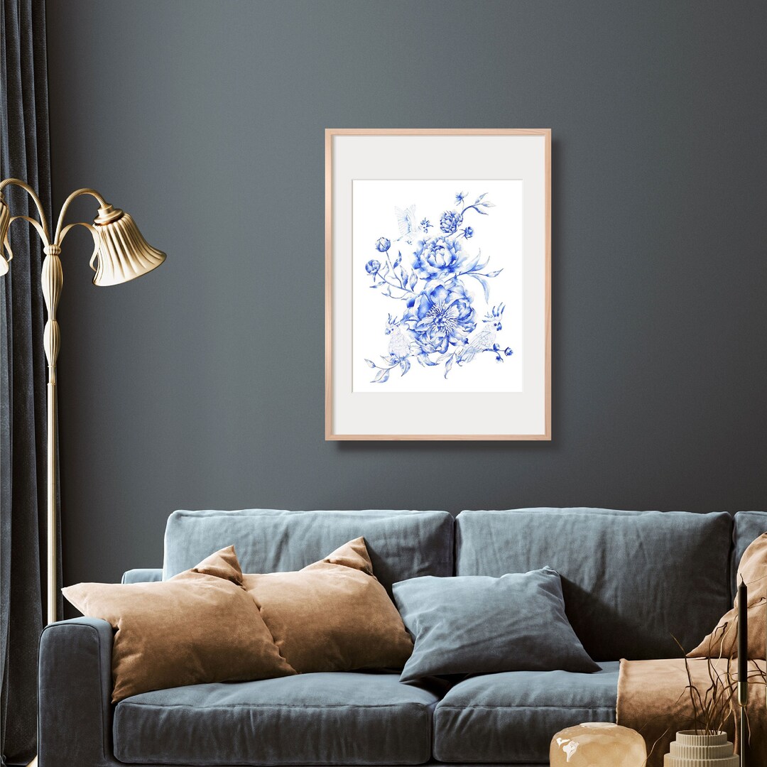 Chinoiserie Wall Art | Art Print | Blue and White Prints | Botanical ...