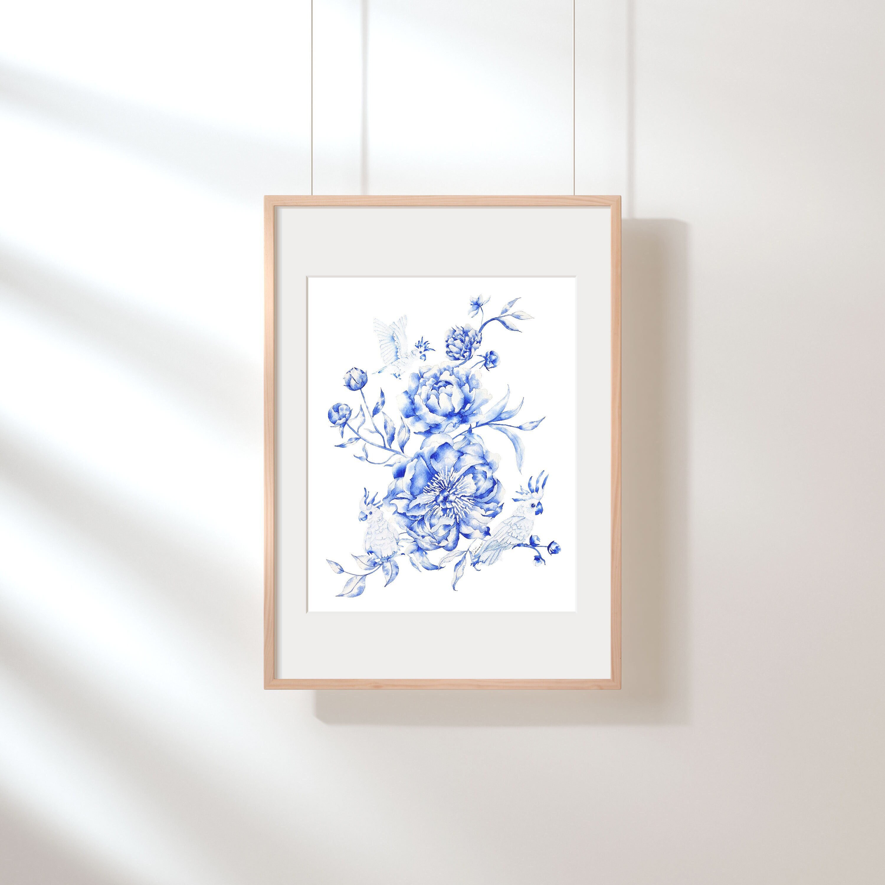 Chinoiserie Wall Art | Art Print | Blue and White Prints | Botanical ...