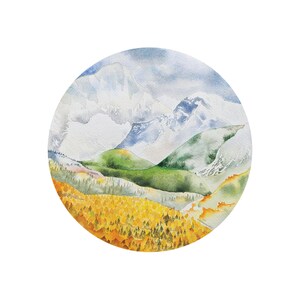 Watercolor Landscape | Meadow painting Art | Giclee Art Print | Watercolor Artwork | Mountain Art