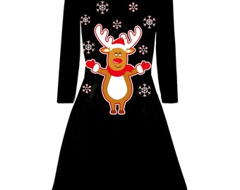Rudolph jurk | Etsy Rudolf Rendier piepende neus kerst trui | Etsy