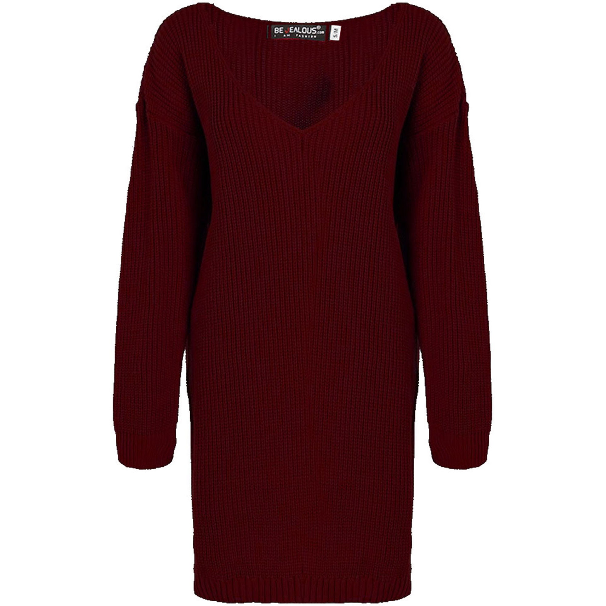 Ladies Womens V Plunge Jumper Dress Oversized Baggy Chunky Etsy UK