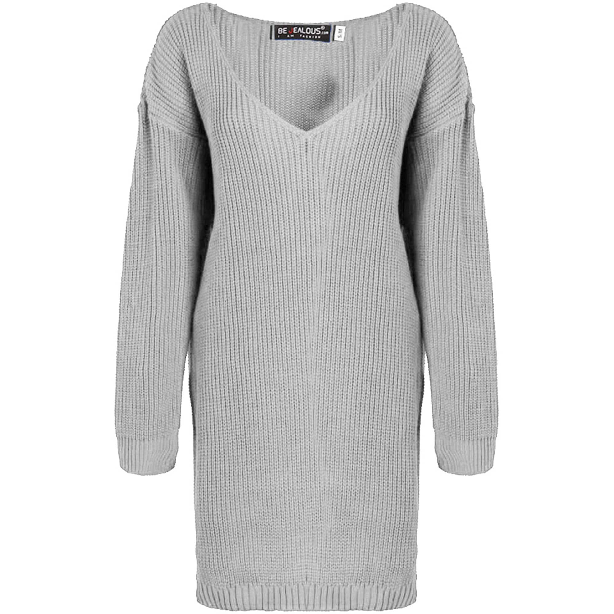 Ladies Womens V Plunge Jumper Dress Oversized Baggy Chunky Etsy UK