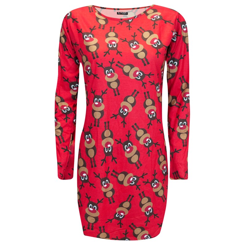 Ladies Christmas Bodycon Womens Xmas Santa Reindeer Rudolph Snowflake Mini Dress