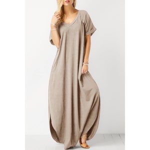 Womens Ladies V Neck Maxi Long Dress Casual Loose Side Pockets - Etsy