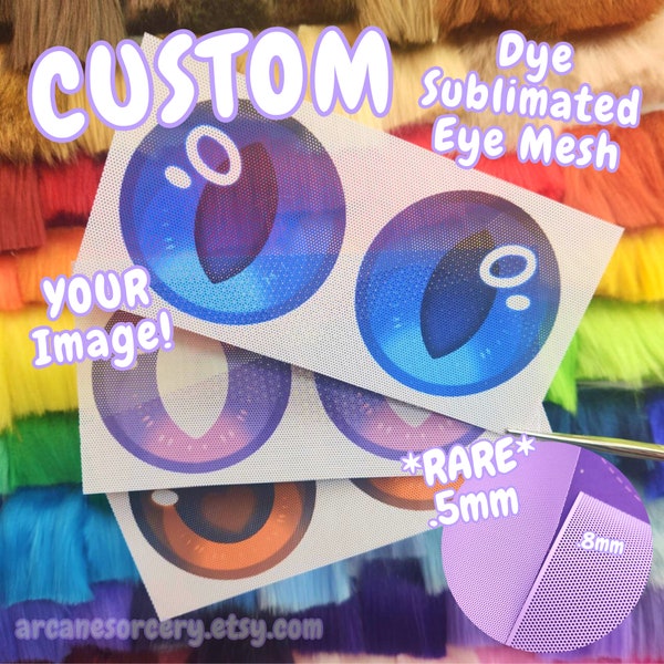 Custom Printed Fursuit Eye RARE .5mm PVC Mesh | permanent, durable, waterproof, smudge proof