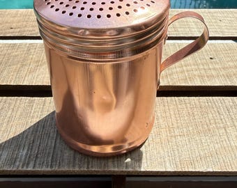 Vintage Copper Cheese Shaker or Flour Dredger, Kitchen Dispenser, Sprinkling Shaker, Copper Kitchen Decor