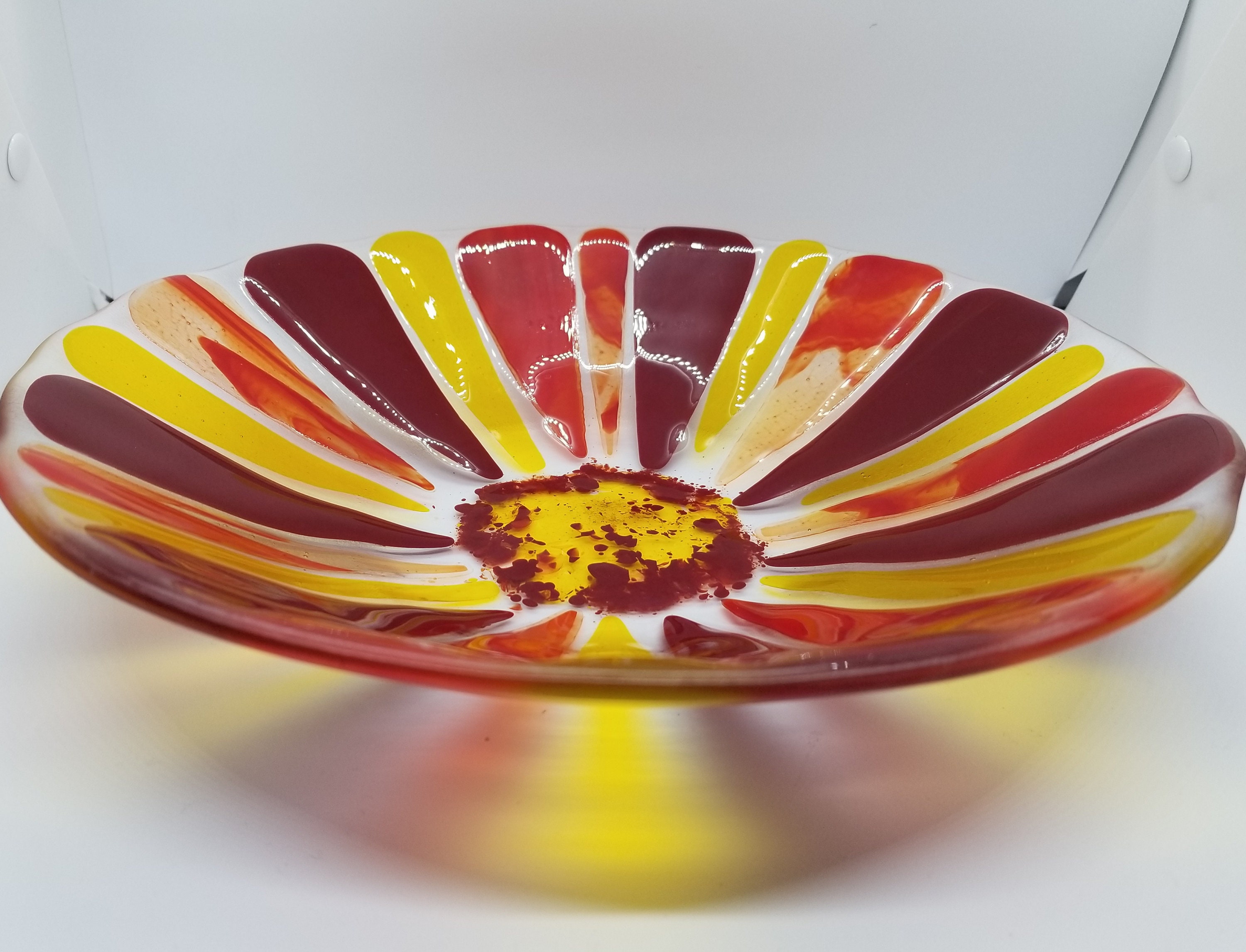 Fused glass flower bowl Etsy
