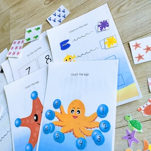 Ocean Animals Printable Toddler Busy Book, Sea life Activity book for toddler, Learning Folder, Toddler Busy Binder, Homeschool Learning