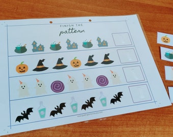 Pattern Matching Halloween Game, Toddler Activity Page, Printable Busy Book, Halloween PreK Busy Binder, Homeschool Preschool Learning