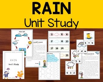 Plan de estudios de jardín de infancia del ciclo del agua y la lluvia, Lección de ciencia para la educación en el hogar, Póster del ciclo del agua, Estudio de unidad de aprendizaje para niños de 3 a 8 años