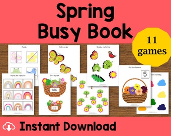 Printable Toddler Busy Book Spring, Toddler Learning Binder Download, Activity Book for Toddler, Toddler Busy Book Binder, Learning Activity