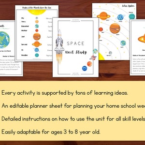 Solar System Science Unit Study, Space and Planets, Homeschool Learning Curriculum for Preschool, Kindergarten, First and Second Grade image 4