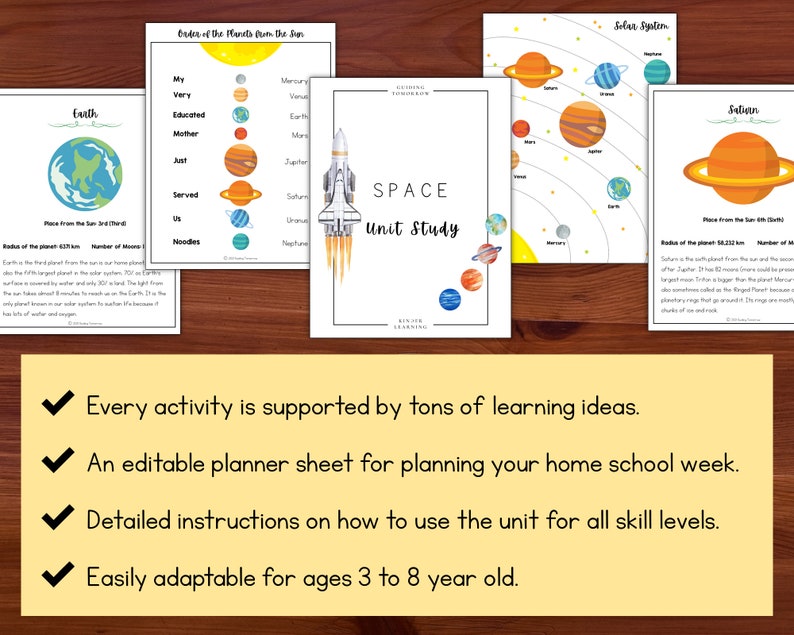 Solar System Science Unit Study, Space and Planets, Homeschool Learning Curriculum for Preschool, Kindergarten, First and Second Grade image 4