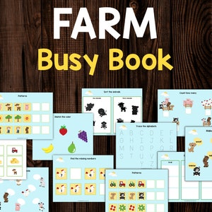 Farm Busy Book Printable Learning Busy Binder for toddler 2 year old and 3 year old, Activity Binder, Activity Book for toddler preschool image 1